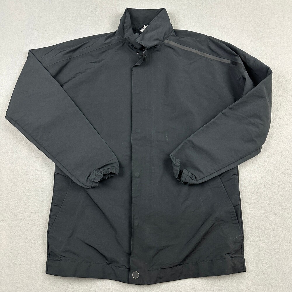 Adidas Jacket Men Small Black Solid Snap Button Essential Athletic Pockets S